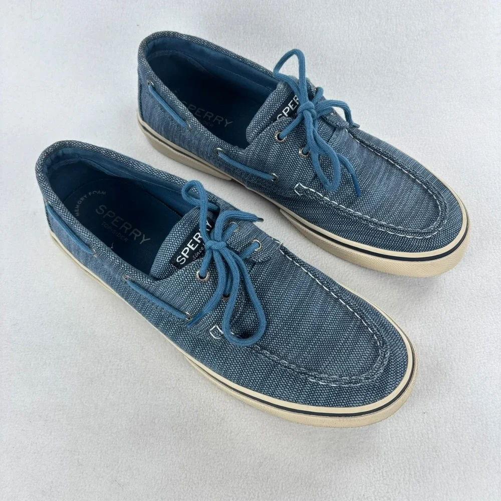 Sperry Top-Sider‎ Boat Shoes SZ 12 Coastal Nautical Canvas Baja Blue Preppy HTF